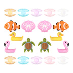 3D Summer Ocean Silicone Focal Beads Turtle Clownfish Seashell 20pcs