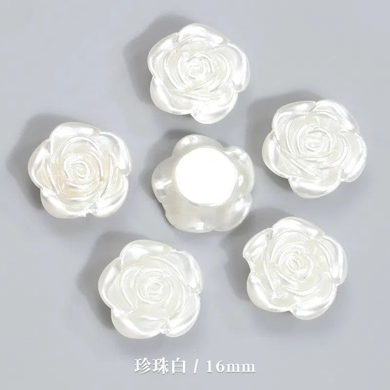 Pearl Imitation Camellia Acrylic Beads 10-18mm ABS Plastic 50pcs 6