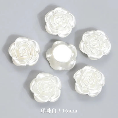 Pearl Imitation Camellia Acrylic Beads 10-18mm ABS Plastic 50pcs 6