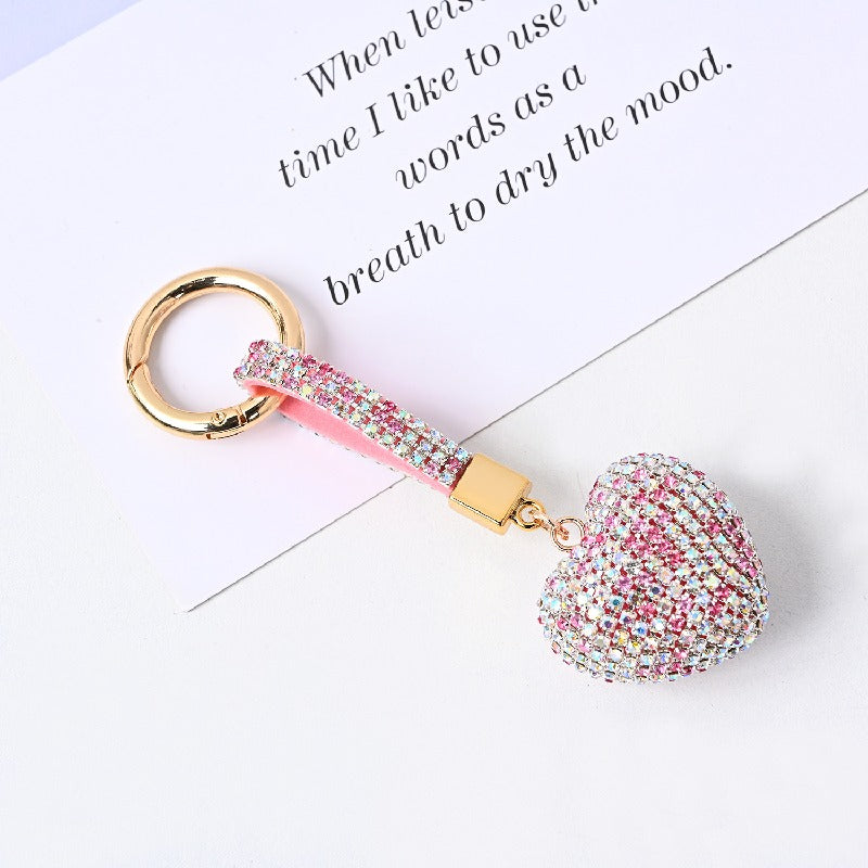 Diamond Encrusted Crystal Heart Keychain Alloy Multiple Colors 10