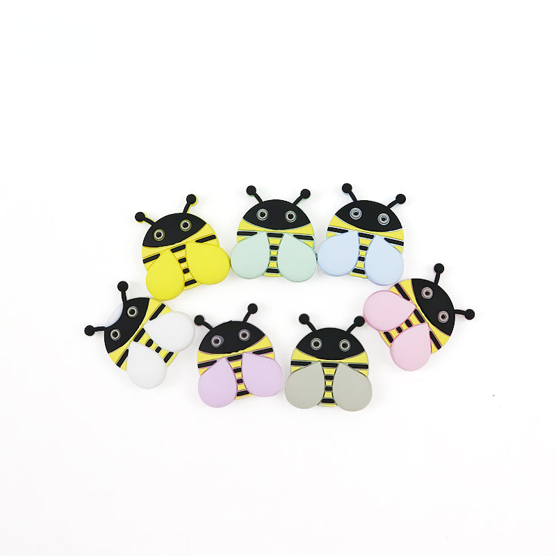 Silicone Focal Beads Ladybug Pastel Wings Bold Stripes 10pcs 2