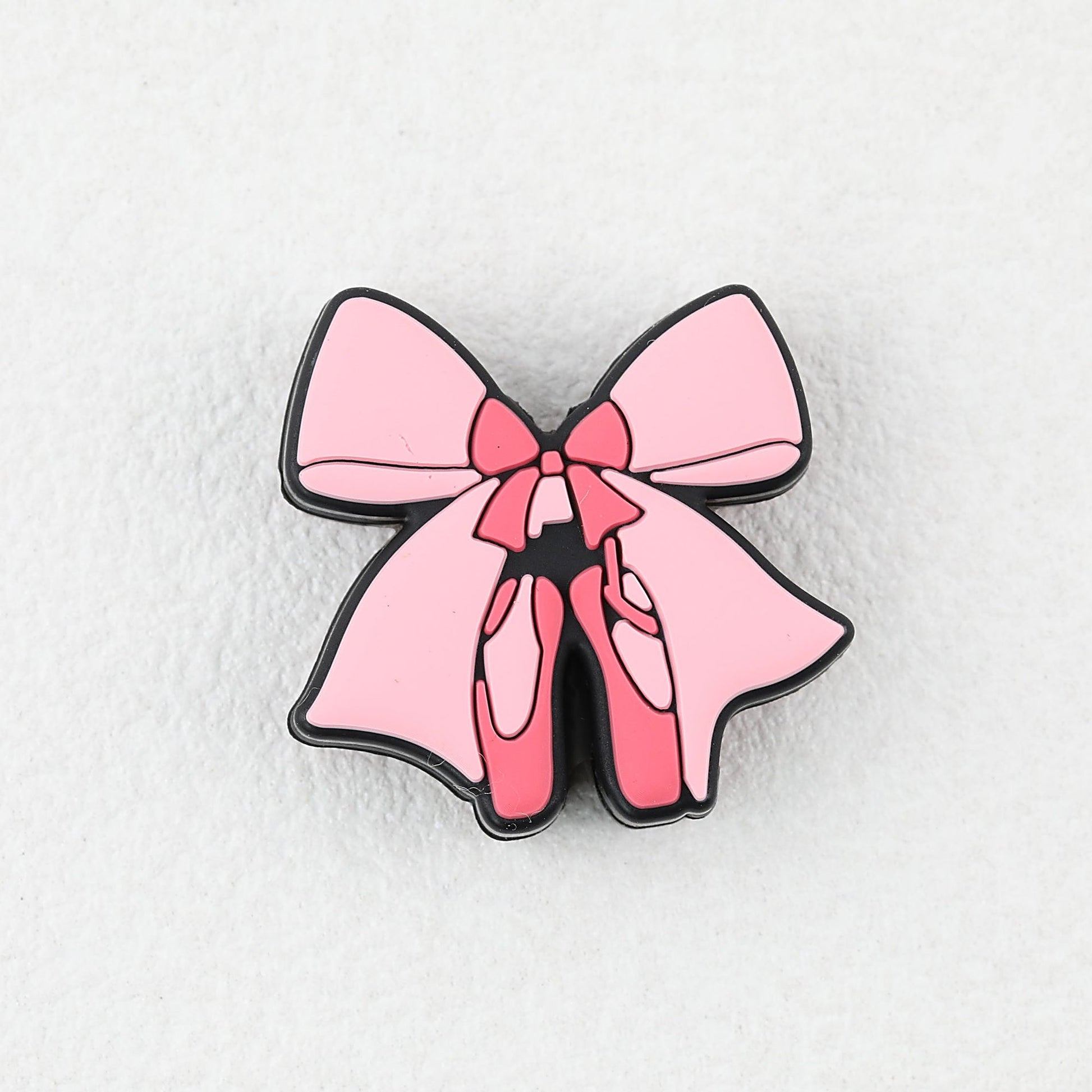 Pink Bow Ballet Shoe Silicone Focal Beads 20pcs - Pink