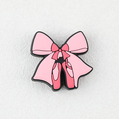 Pink Bow Ballet Shoe Silicone Focal Beads 20pcs - Pink
