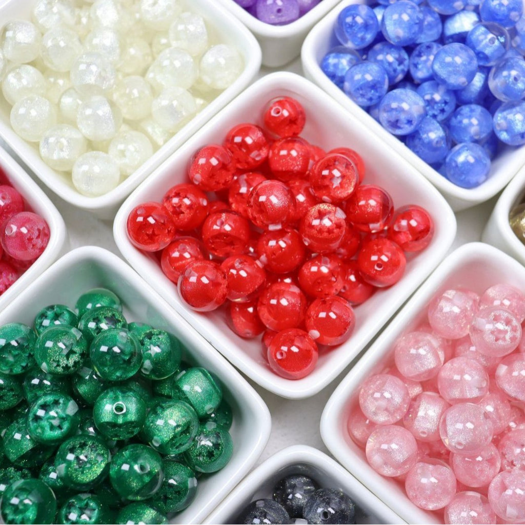 Sparkling Star Resin Round Beads 16mm 50pcs 3