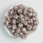 15mm Quail Egg Pattern Priented Silicone Round Beads 50pcs - Blue Base