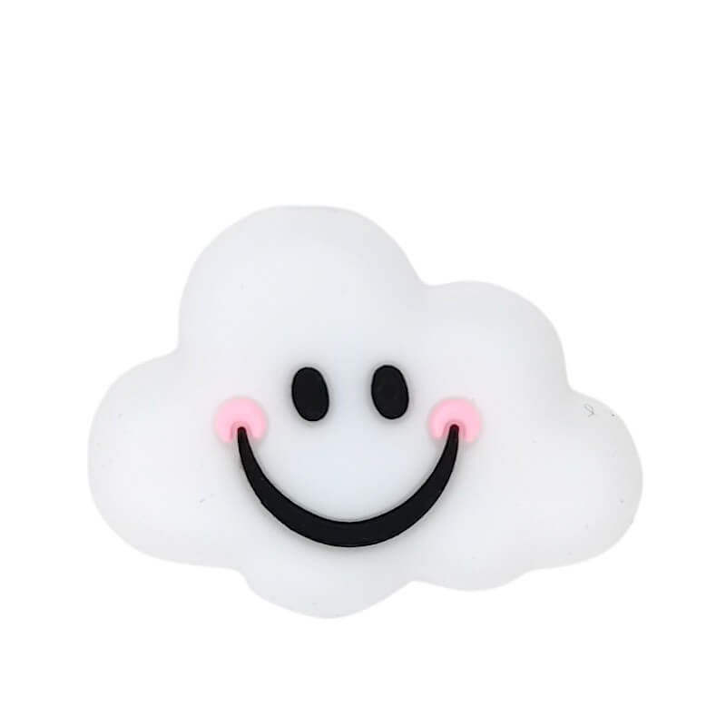 Silicone Focal Beads White Smiling Clouds Smiling Face Happy Expression