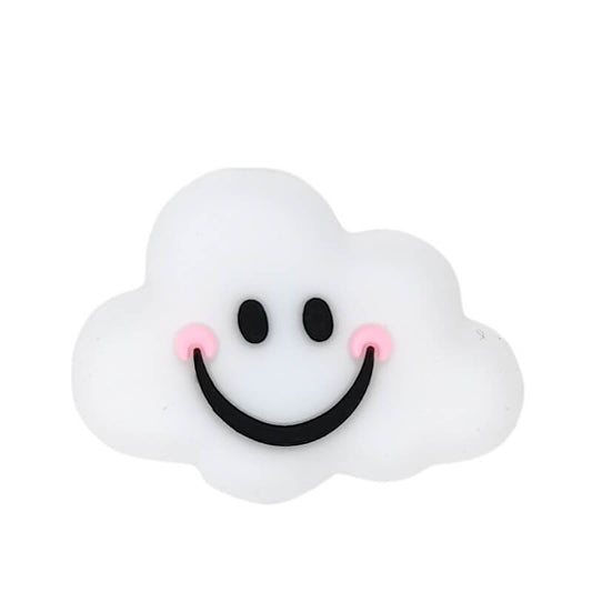 Silicone Focal Beads White Smiling Clouds Smiling Face Happy Expression