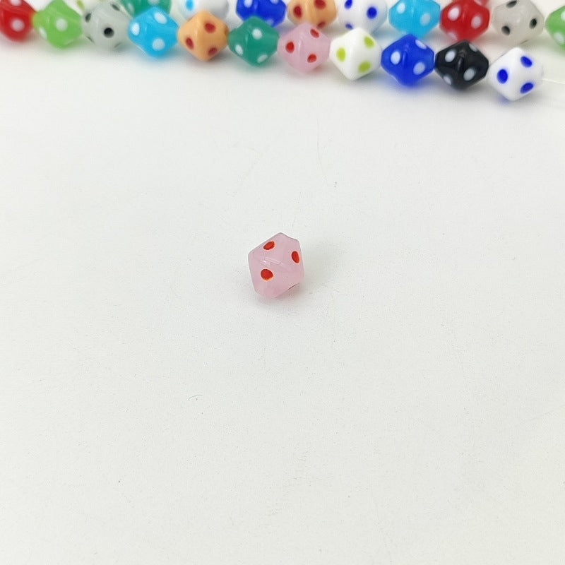 Lampwork Glass Beads Rhombus 12mm Jelly Color Polka Dot 8pcs 5