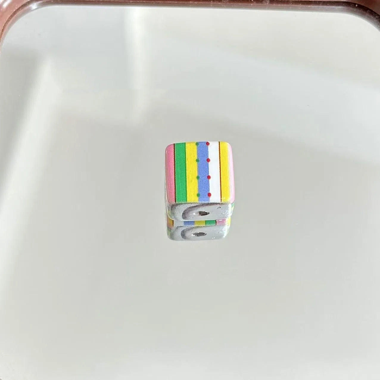 Square Acrylic Beads 14mm Silver Flower and Puppy Pattern 10pcs 3