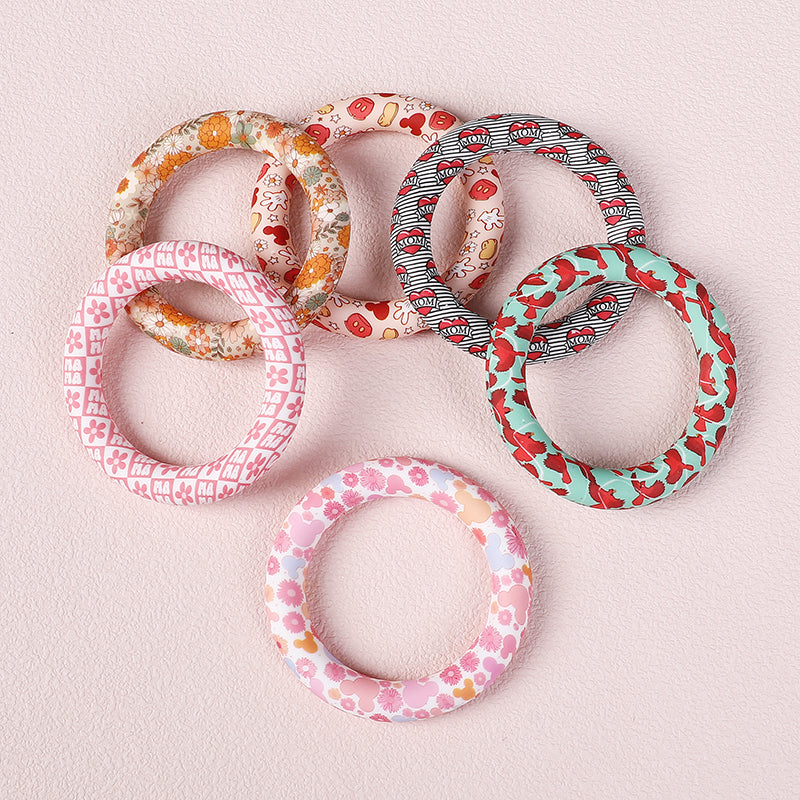 65mm Silicone Beads Printed Designs Vibrant Colors 3
