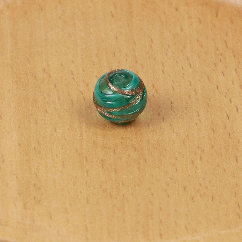 Lampwork Glass Beads Round 12 14mm Dual Color Filigree Glitter 50pcs 6