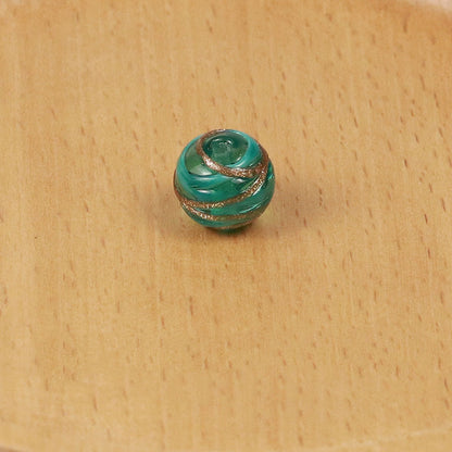 Lampwork Glass Beads Round 12 14mm Dual Color Filigree Glitter 50pcs 6