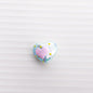 Hand Drawn Acrylic Heart Beads 19.4x17mm Pastel Faceted 5pcs 6