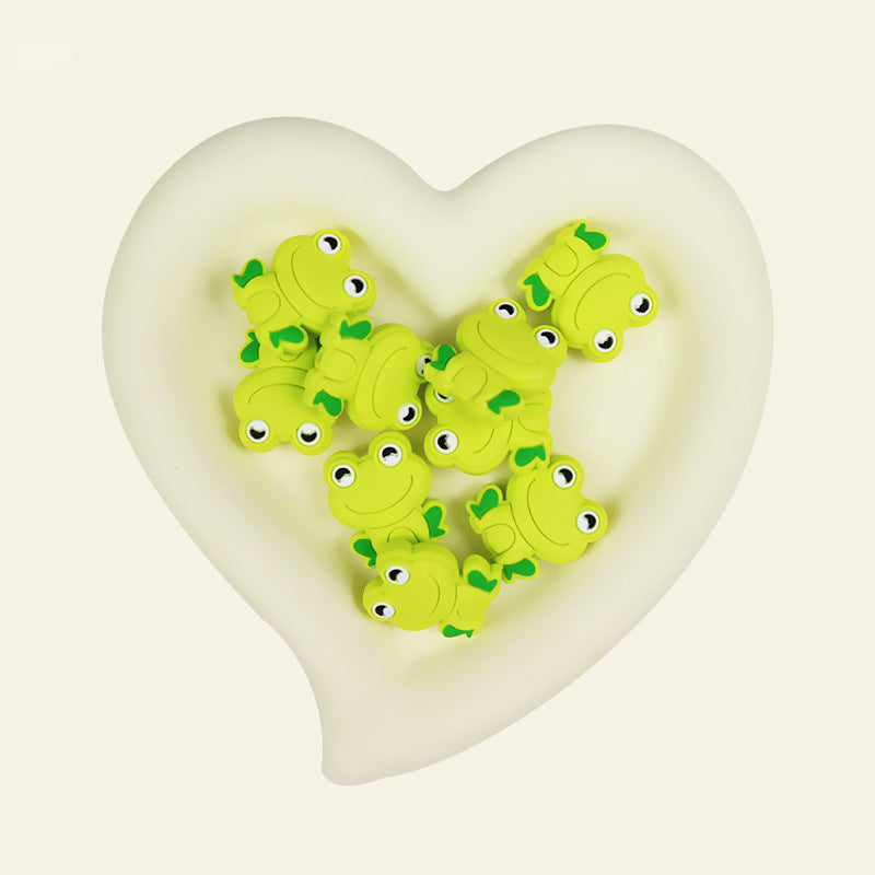 Silicone Focal Beads Frog Smiling Face Sitting Pose 10pcs 9