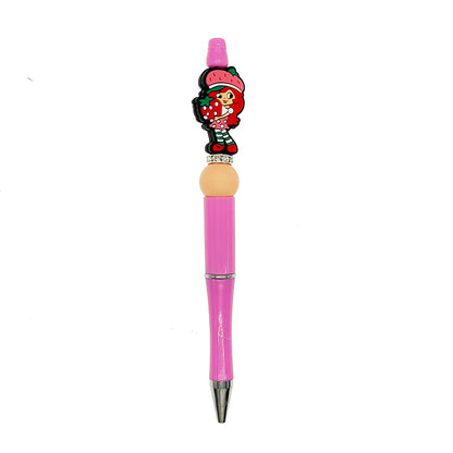 Silicone Focal Beads Strawberry Girl Holding Strawberry 20pcs 3