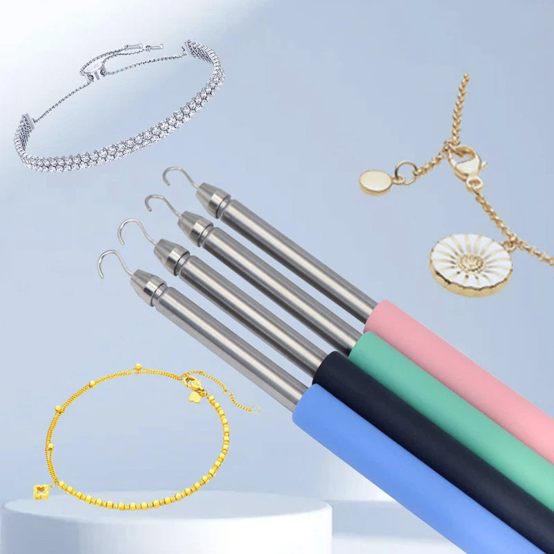 Adjustable Stainless Steel Bracelet Helper Hook with Silicone Grip 5pcs 27cm
