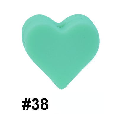 Colorful Pastel Mix Heart 14mm Silicone Beads Solid Color Matte Finish 50pcs 18