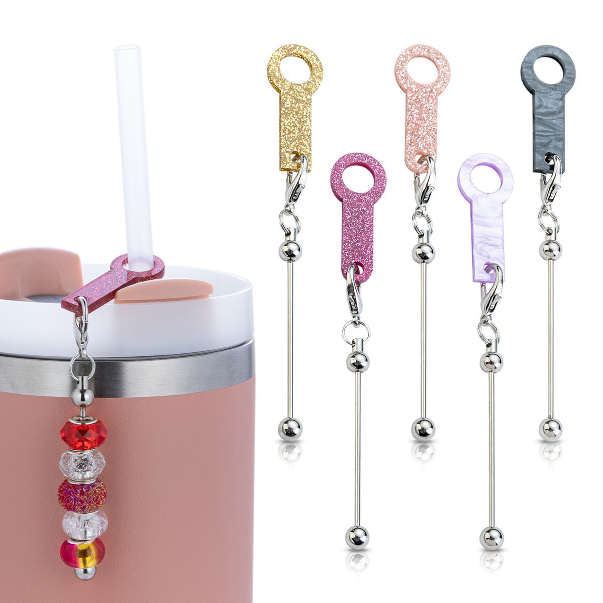Beadable Cup Charms Glitter Marble Texture