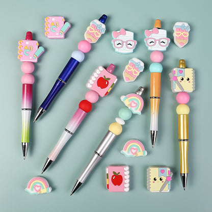 Silicone Focal Beads Learning Stationery ABC Pencil Rainbow 20pcs 9