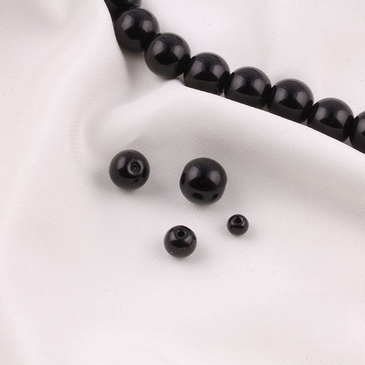 Pearl Round Glass Beads 3-12mm Black Imitation Glossy 2