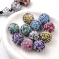 Flocking Leopard Acrylic Round Beads 15mm Colorful Mixed 20pcs 3