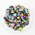 15mm Round Colorful Printed Silicone Beads 50pcs - Color 1