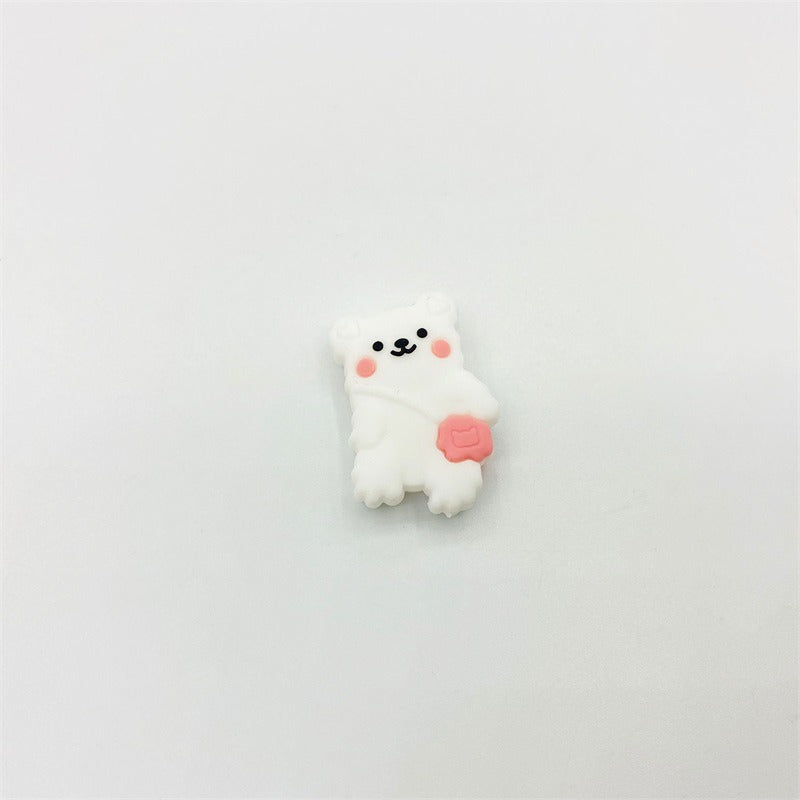 Silicone Focal Beads Backpack Bear Heart Ears Pastel Colors 20pcs 7