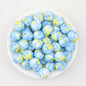 15mm Light Floral Print Round Silicone Beads 50 pcs - Floral Design 2
