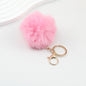Pom Pom Keychain Fluffy Imitation Rex Rabbit Fur Ball 8cm With Lobster Clasp