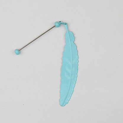 Beadable Feather Bookmarks Metal Colorful Detailed 13g - Candy Blue
