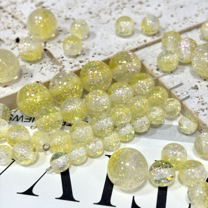 Dual Tone 8mm Round Resin Opal Beads Sparkling Glitter Finish 50pcs 8
