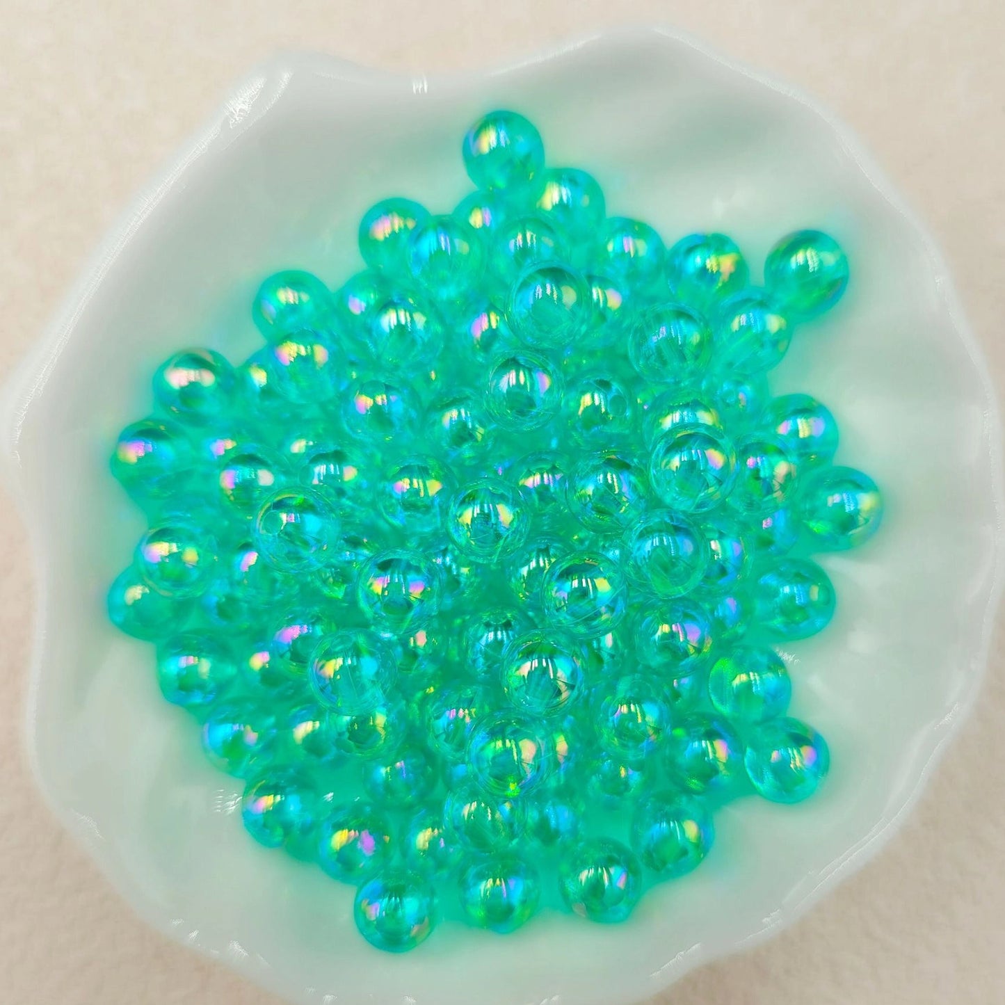 Plating Round Acrylic Beads 10mm Iridescent Transparent 950pcs 25