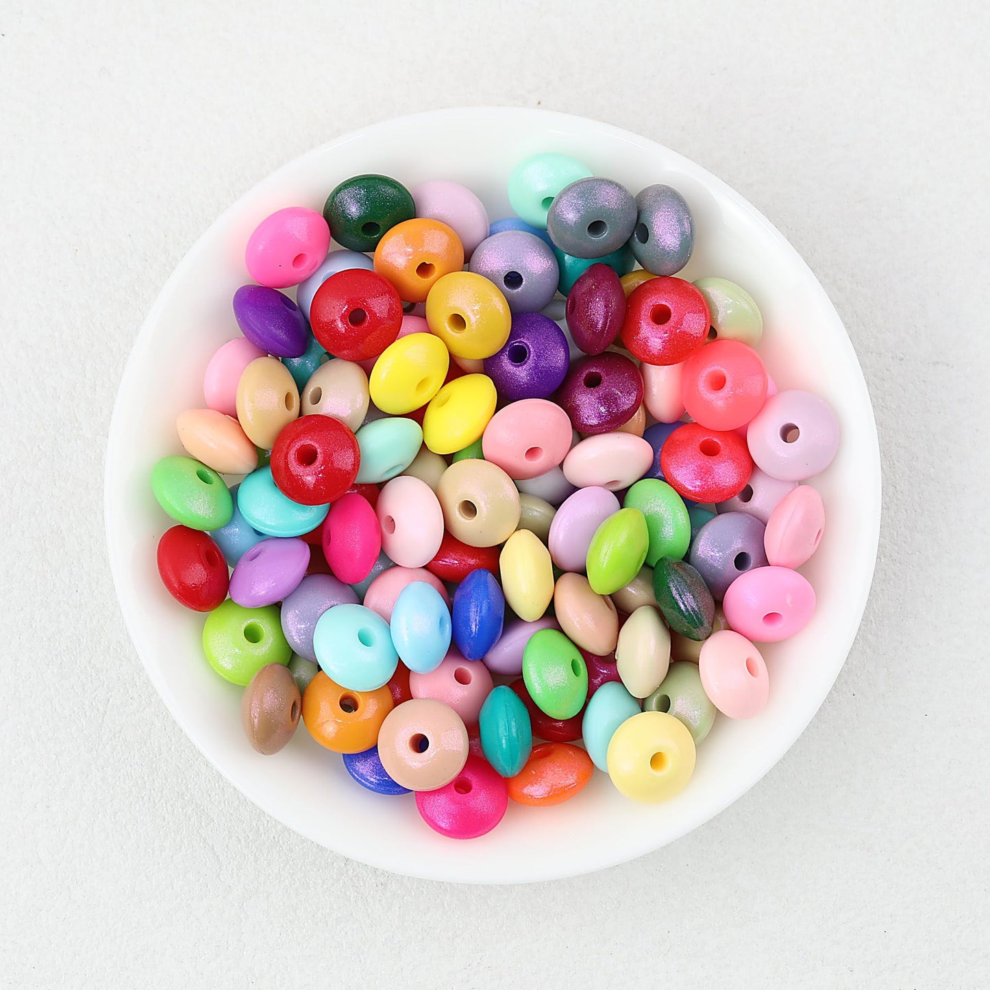 12mm Silicone Spacer Beads Color-Shifting Lentil Loose 50Pcs
