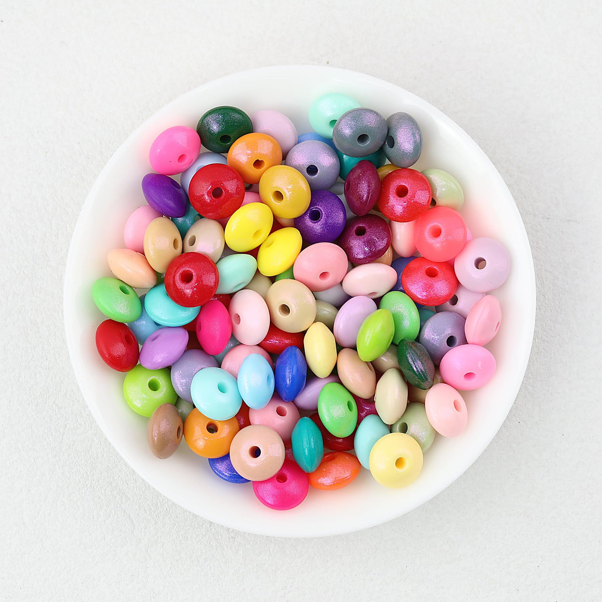 12mm Silicone Spacer Beads Color-Shifting Lentil Loose 50Pcs