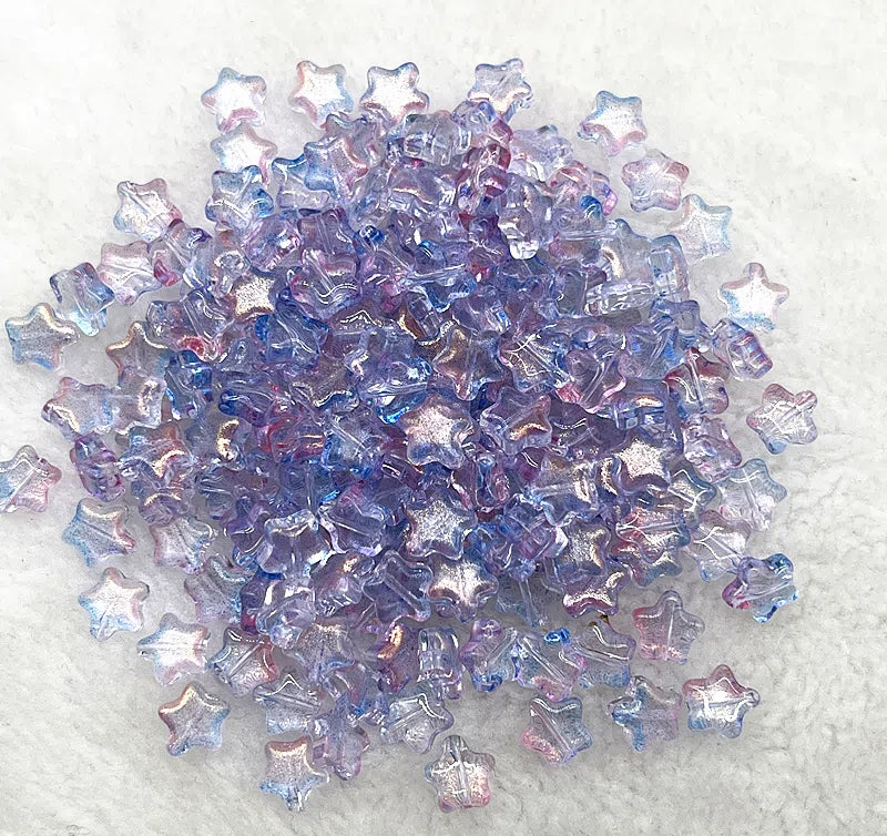 Pentagonal Star Glass Beads 8mm Transparent Pastel Colors 30pcs 4