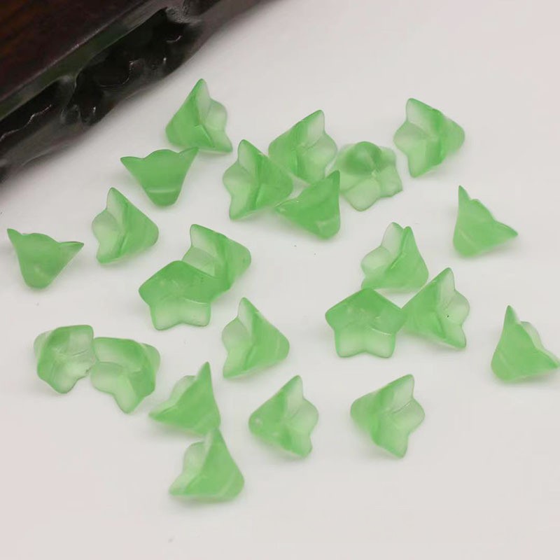 Frosted Transparent Trumpet Flower Glass Beads 9*13mm 20pcs 6