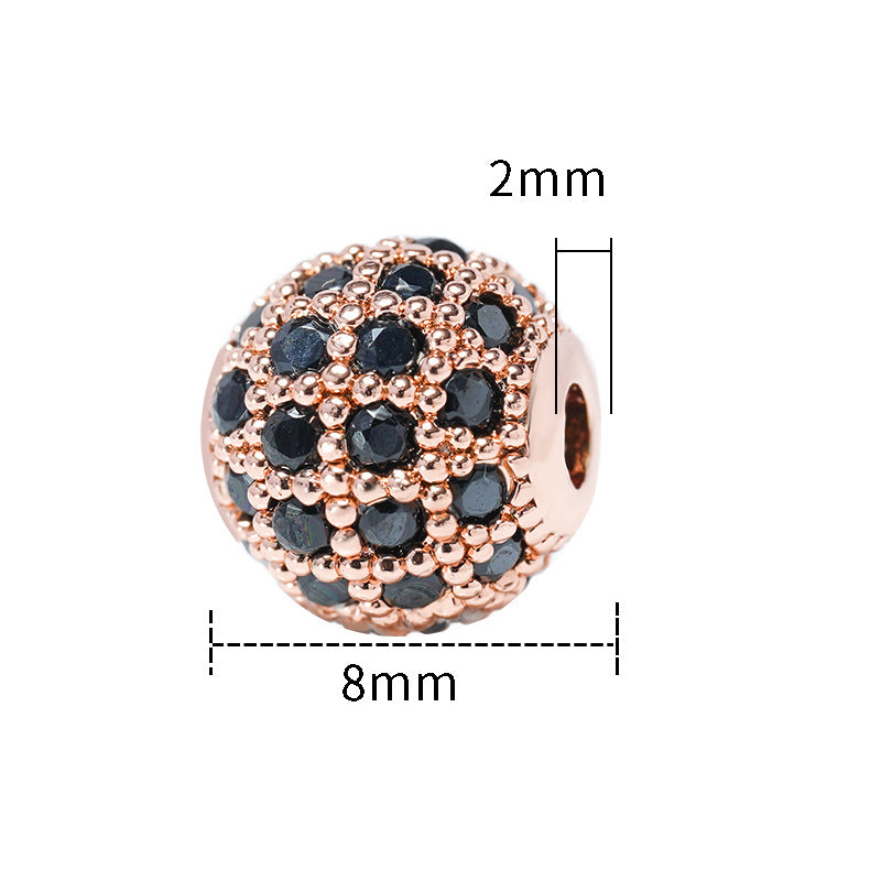 Fancy Zirconia Paved Brass Round Beads 6mm 8mm 10mm 30pcs 19