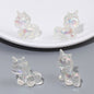 Painted Unicorn Acrylic Beads 25x26mm Pastel Iridescent Shine 4pcs 10