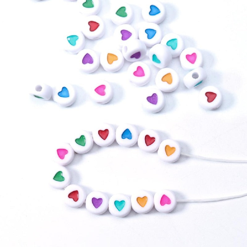 Colored Heart Acrylic Flat Round Beads 7mm Mixed Colors 200pcs 4