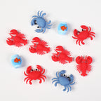 3D Crab Lobster Silicone Focal Beads Wholesale, Red Blue Marine Animal Designs