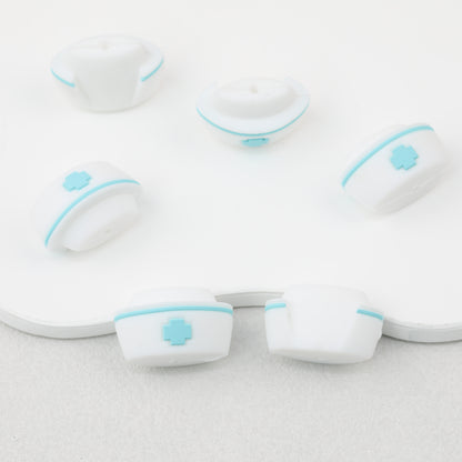 3D Colorful 3D Nurse Cap Silicone Focal Beads 20 Pcs 3