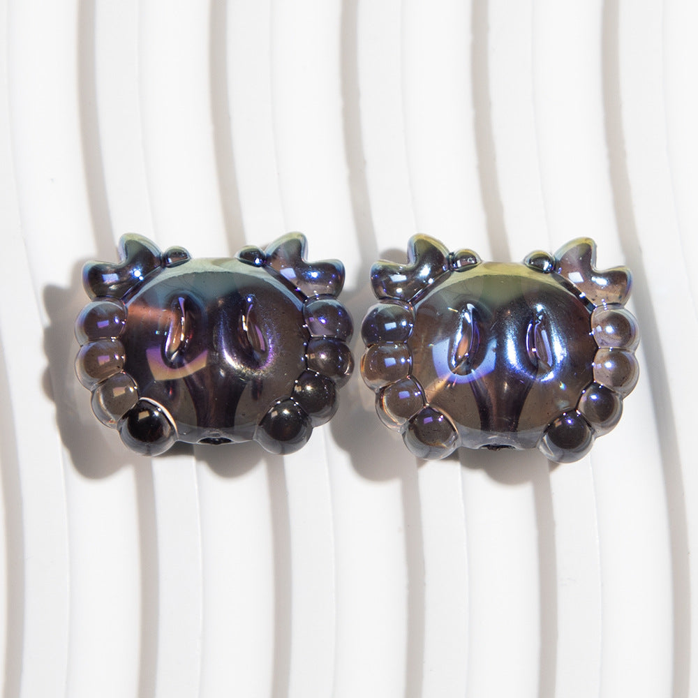 Plating 3D Crab Acrylic Beads 20mm Transparent Colorful 10pcs 11