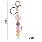 Silicone Hot Air Balloon Beaded Keychain Colorful Gradient Charm 5