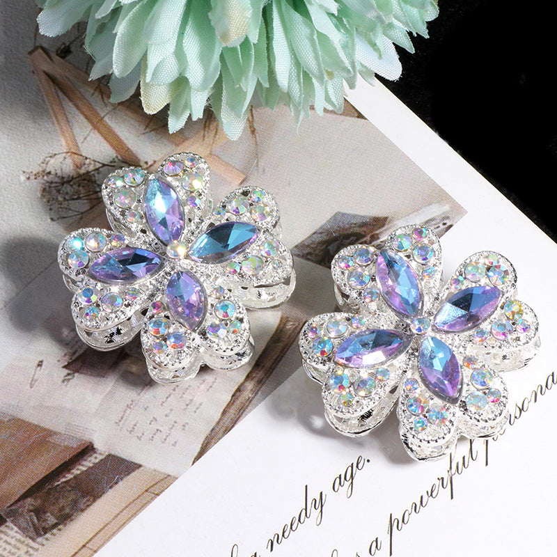 Alloy Clover Rhinestone Beads 30mm Fancy Decorative Charms 3pcs 9