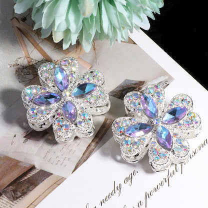 Alloy Clover Rhinestone Beads 30mm Fancy Decorative Charms 3pcs 9