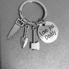 Alloy Handyman Tool Round Tag Keychain Polished Silver Metal 12