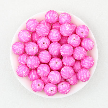 15mm Printed Floral Silicone Beads Multicolor Patterned 50pcs 7