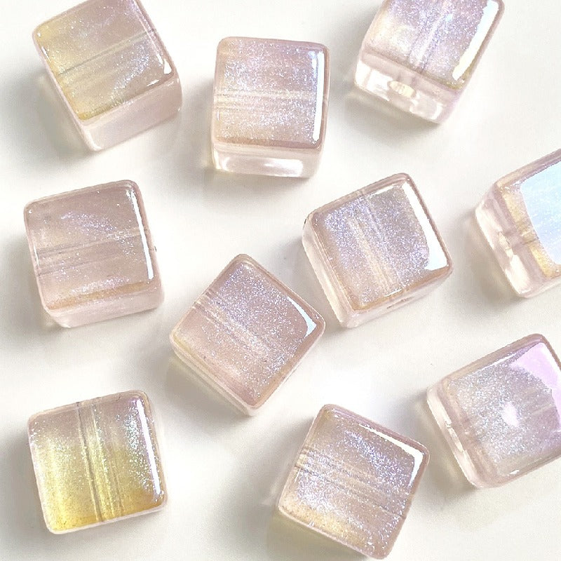 Colorful UV Finish Cube Acrylic Beads 14mm Pastel Glow 50pcs 6