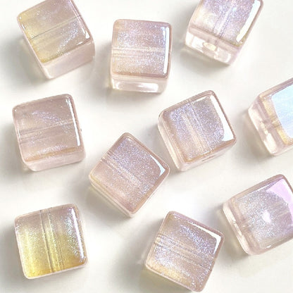 Colorful UV Finish Cube Acrylic Beads 14mm Pastel Glow 50pcs 6