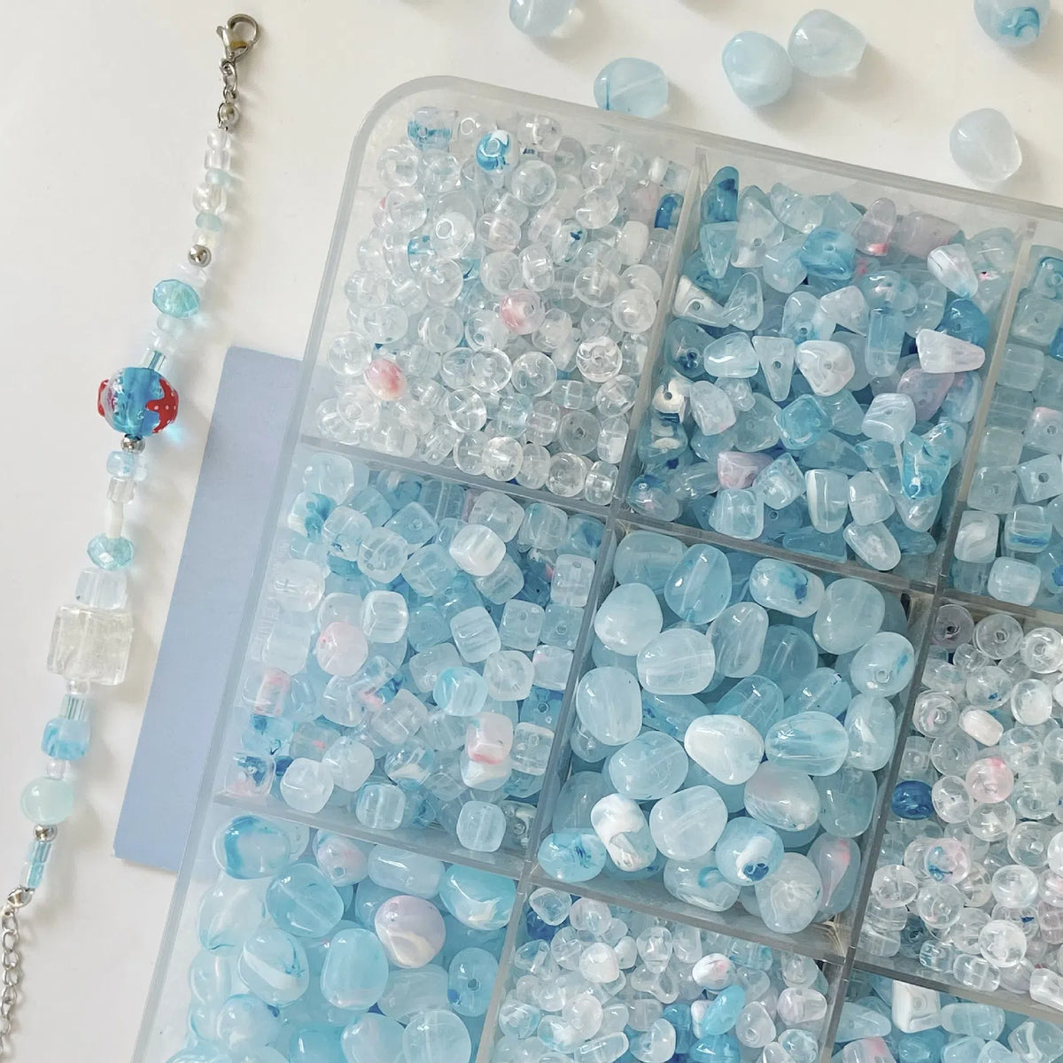 Imitation Jade Glacier Blue Acrylic Beads Smooth Nature Shapes 10g 5